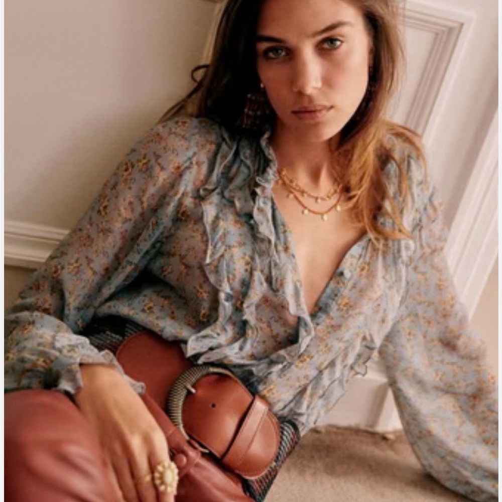 NWOT Sezane Céline Shirt Prairie Bleu Vintage - Size 34